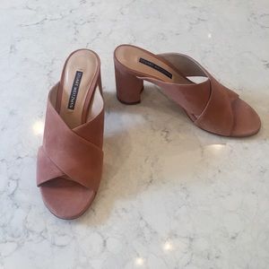 Stuart Weitzman Galene Open Toe Block Heel Mule